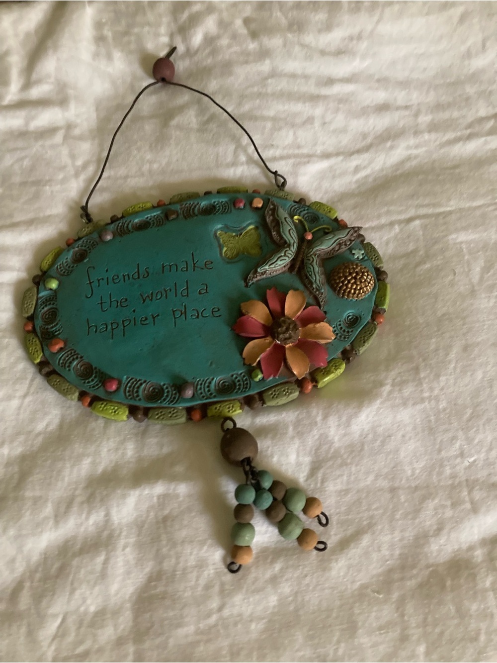 Turquoise Floral Friendship Wall Plaque by